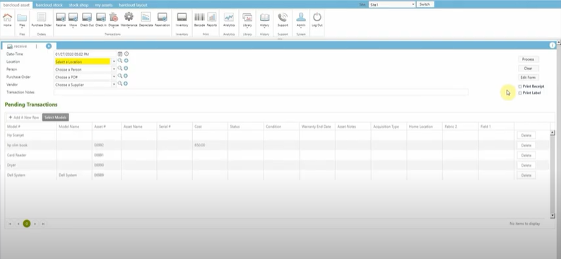 asset tracking - receive feature