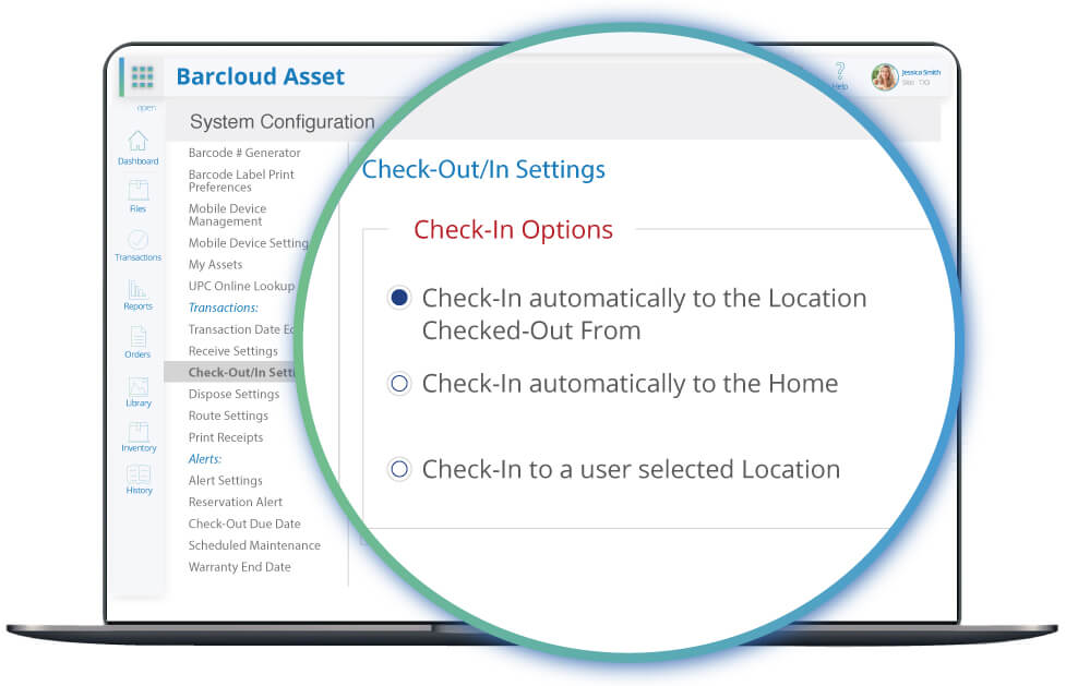 asset tracking check-out-in configurations image