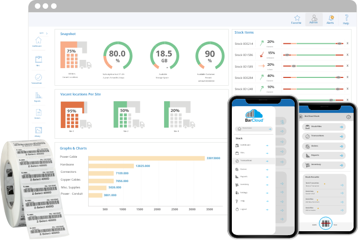 User-friendly and adaptable inventory software dashboard with mobile access, barcode labels, and visual performance analytics.